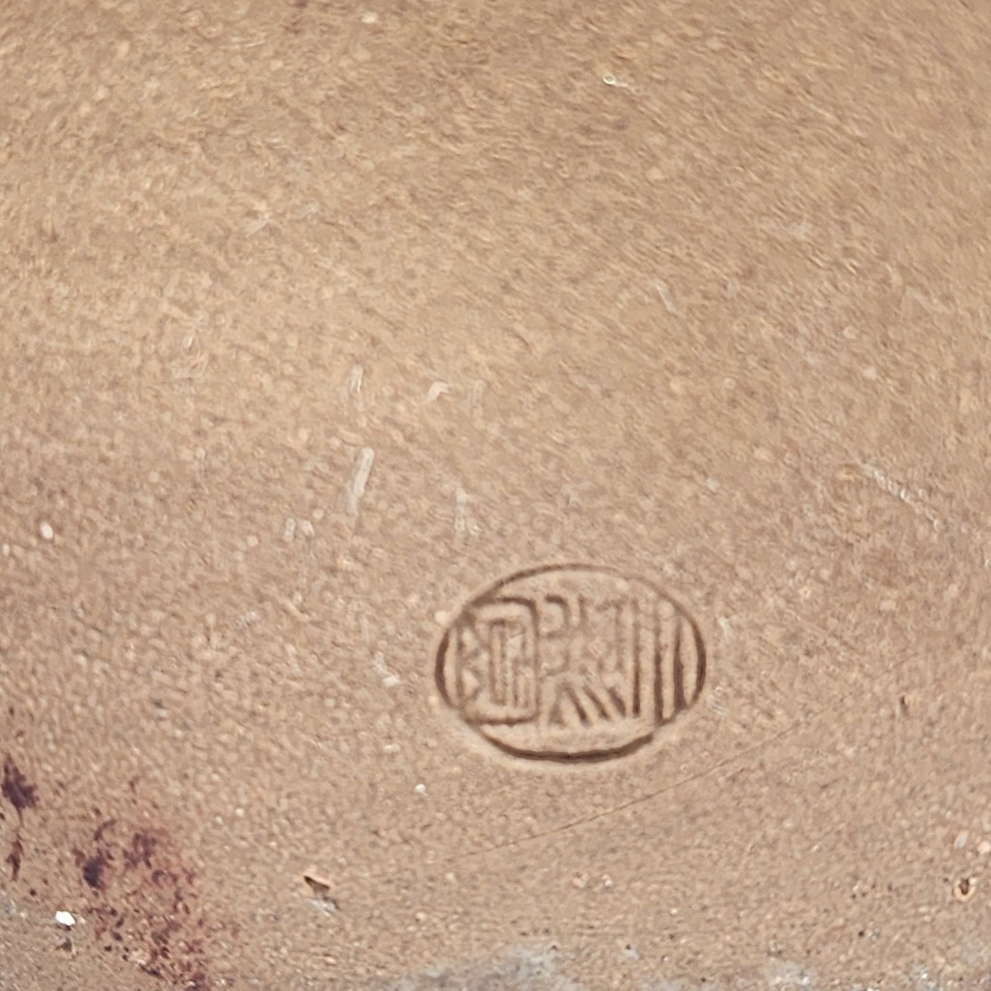 Hand Made Studio Pottery Vase 8.5"h Brown Ringed Clay Glazed Upper and Inside