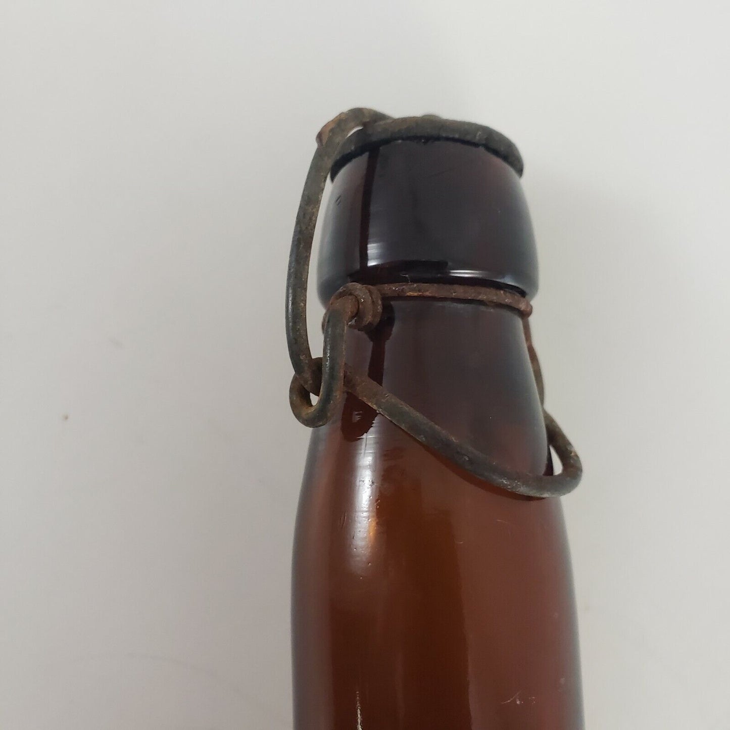 Embossed Hoster Brewing Col OH Beer Bottle Brown Blown Glass Clamp Lid 12 oz