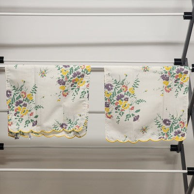 2 Rectangle Floral Doily Dresser Scarves Scalloped Edge Polyester & Cotton Italy