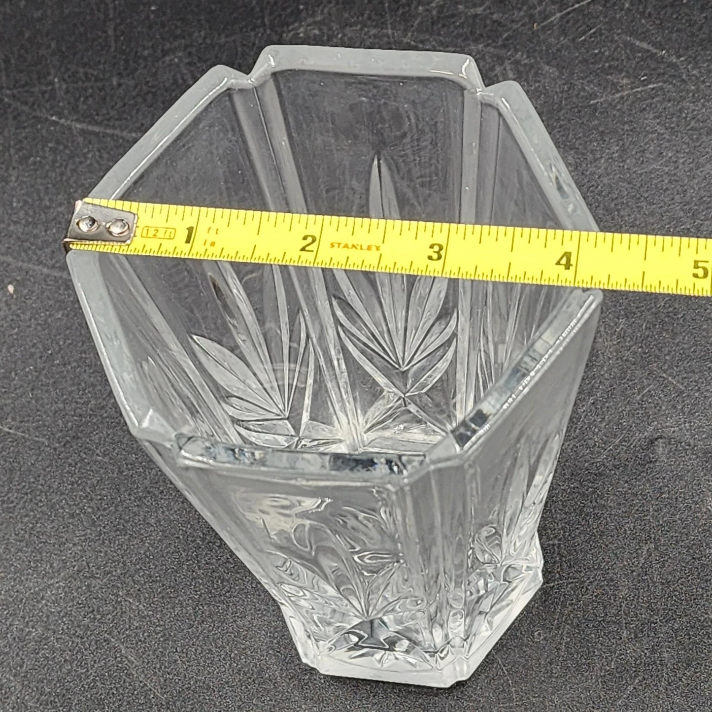 Gorham Avon Lead Crystal Vase 6.5” Clear Cut Crystal Hexagon Design Vtg 1987 USA
