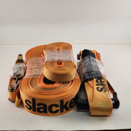Slackers Slackline Kit Orange 50 Ft Straps Balance Training Kids Game Used w Bag