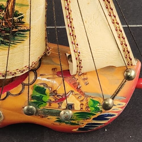 Sailing Wooden Shoe Night Light Clog Windmill Image on the Sail Holland Vintage