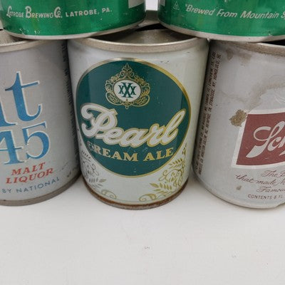 5 Old Vintage Short Empty Beer Cans Schlitz Pearl Cream Ale Colt 45 Rolling Rock
