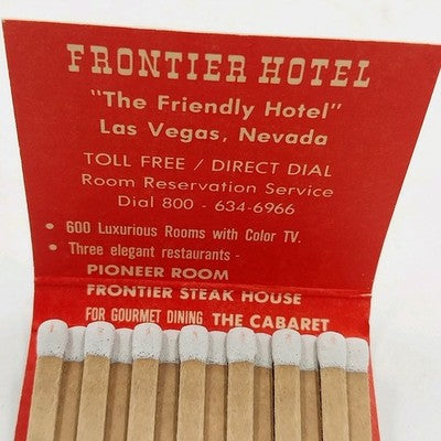 Frontier Casino Hotel The Friendly Hotel Las Vegas Nevada Matchbook Vintage