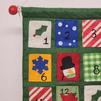 Christmas December Advent Calendar Crescent Enterprise Felt Fabric 15" Vintage