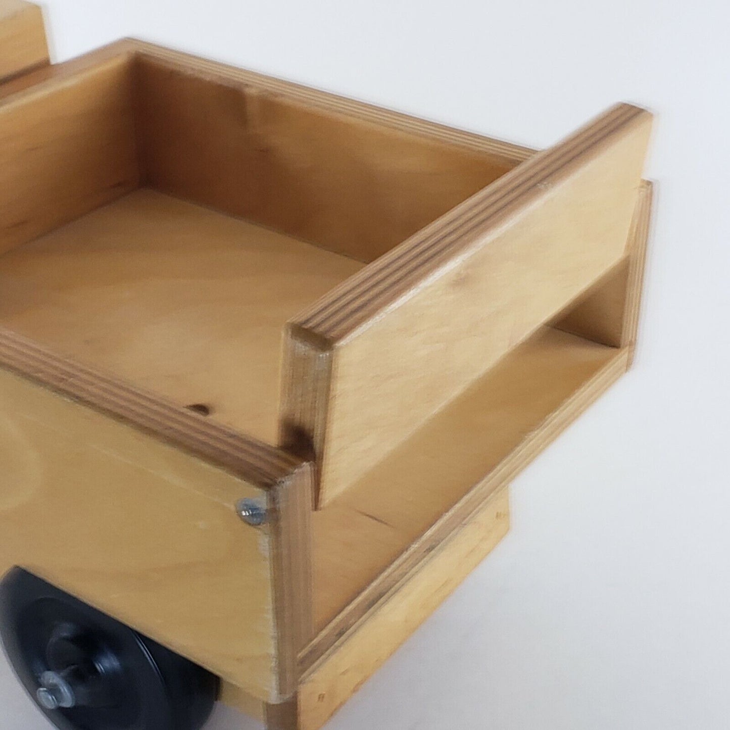 Handmade Toy Wooden Dump Truck 14" Long 3" Wheels Tailgate Swings Maple