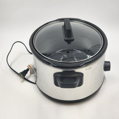 Hamilton Beach Portable Slow Cooker Crock Pot 6 Quart Black Silver 33665 10"x7"