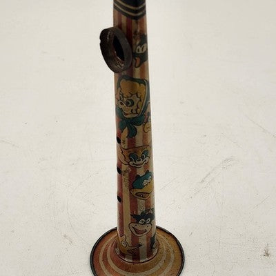 Metal Tin Lithographed Horn Vintage Kazoo 6.75"x2" with Comic Animal Characters