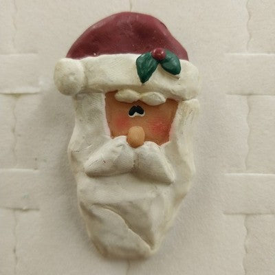 CMI/Henton Christmas Santa Claus Head with Red Hat Brooch Lapel Pin 2.25" China