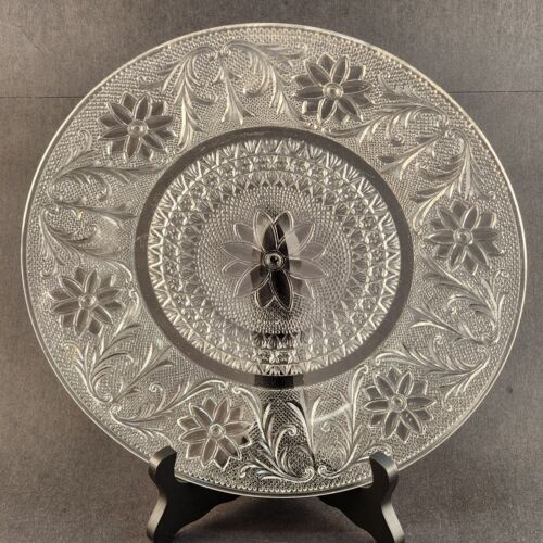 Tiara Clear Sandwich Glass Dinner Plate Indiana Glass 10.25" Diameter Vintage