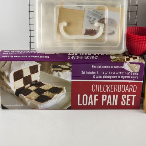 Baking Pan Checkerboard Cake Loaf Cupcake Pan Decorating Kit Set Cooking Rack