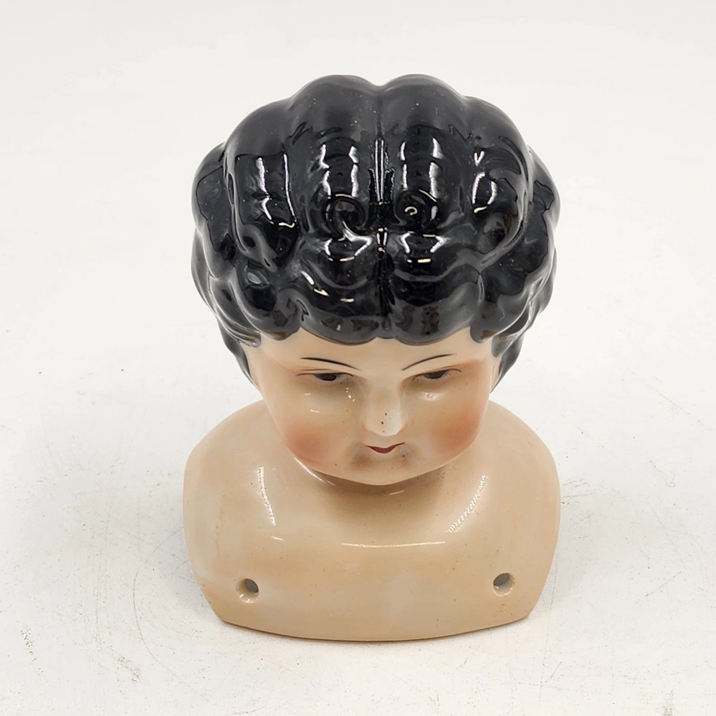 Porcelain Doll Making Parts 5 Piece Head Arms Legs Japan Black Curly Hair