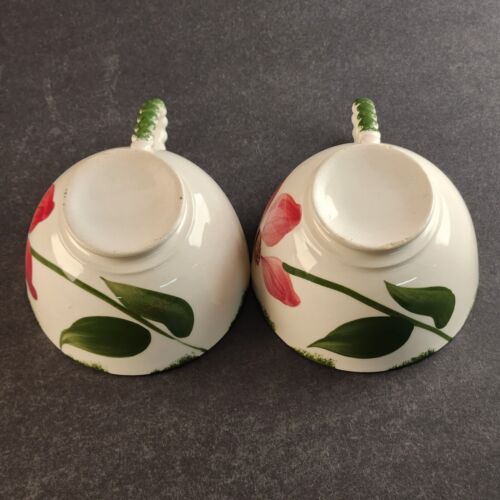 2 Blue Ridge Southern Potteries Tea Cup Hand Painted Allegro Design Vintage