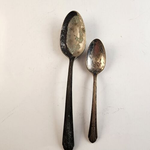 6 Various Silver Plate Flatware Pieces Vintage 2 Forks 2 Teaspoons 2 Other Spoon