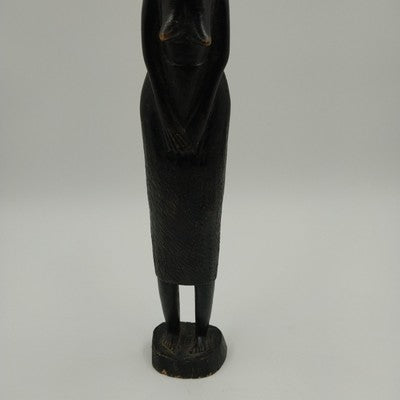 African Kenya Woman Makonde Tribe Hand Carved Ebony Wood Sculpture Figurine 15"