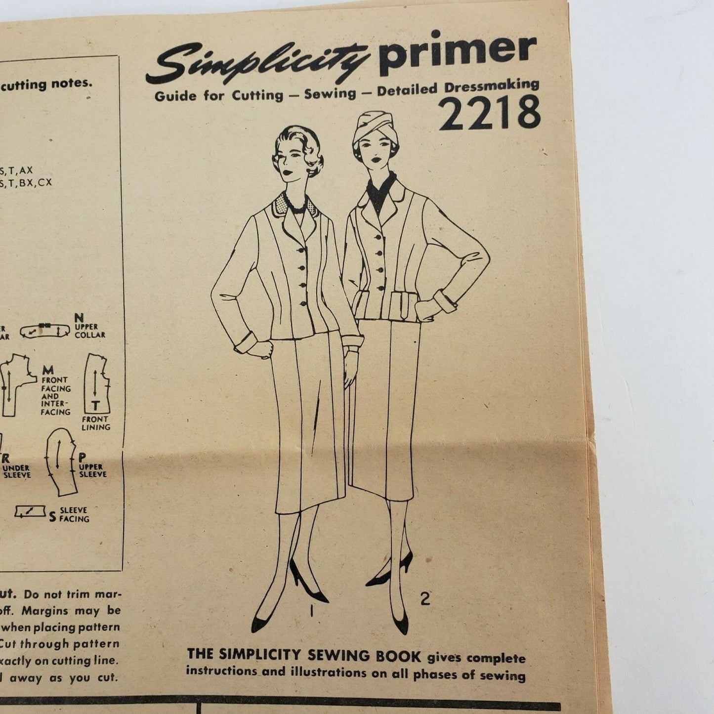 Women Misses 2-Piece Suit Size 12 Bust 32 Simplicity Printed Sewing Pattern 2218