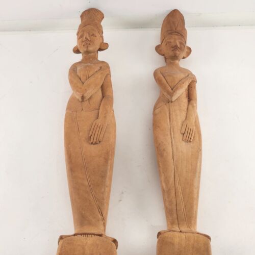 Folk Art Fork Spoon Carved Wood Balinese Sculpture Vintage Indonesia Primitive