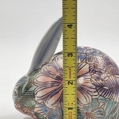 Ethan Allen Home Collection Bunny Rabbit Ceramic Multicolor Floral 5" x 4" x 3"