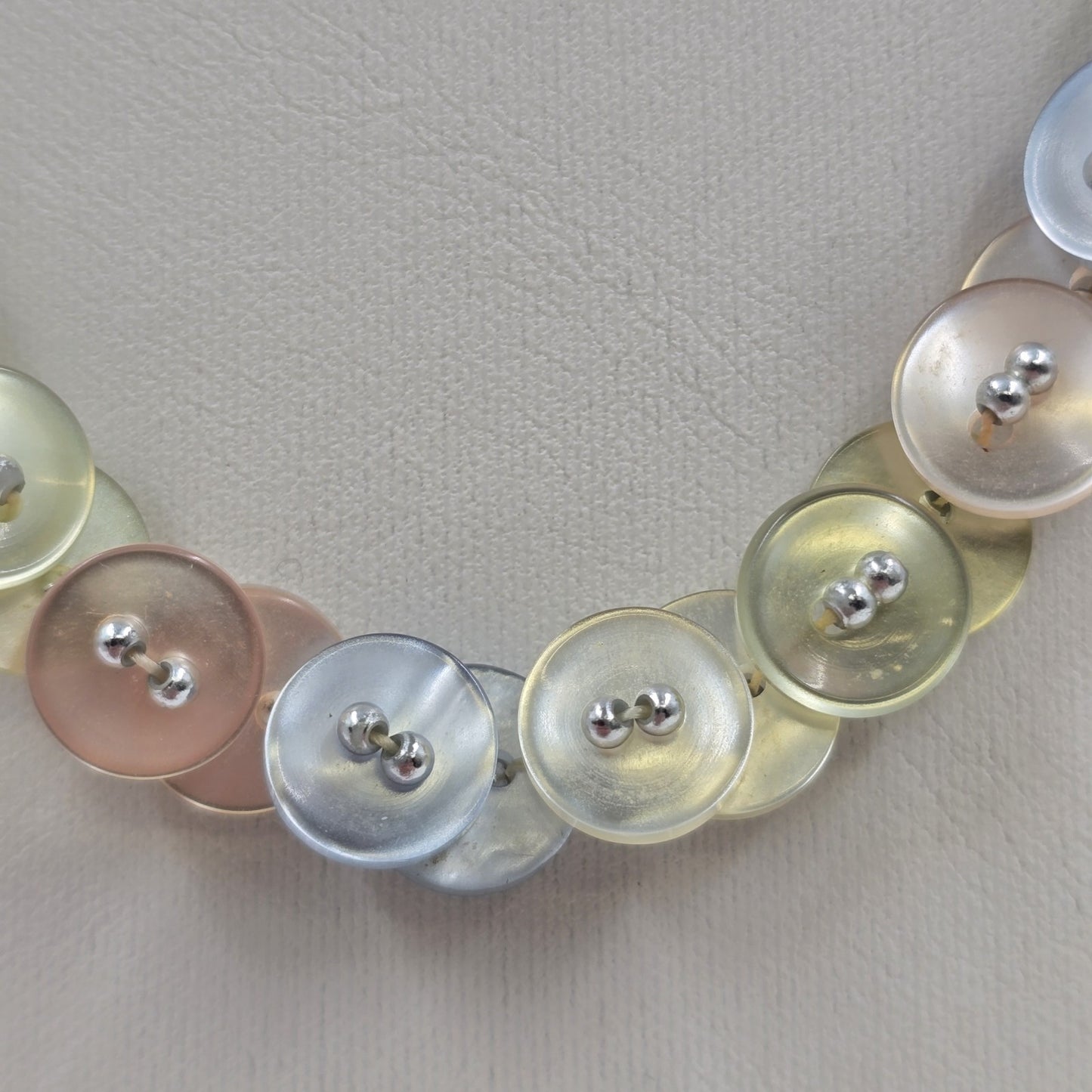 Multicolor Shiny Infinity Plastic Button Beaded with Silver Tone Bead Necklace
