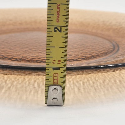 L E Smith Crackle Amber Marigold Glass Round Plate 10.75" Dishwasher Safe 2000's