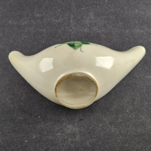 Vintage Double Spout Ceramic Oil & Vinegar Dispenser – Ivy Leaf Pattern – 8" Long White Cruet with Crazed Glaze – Farmhouse Kitchen Decor