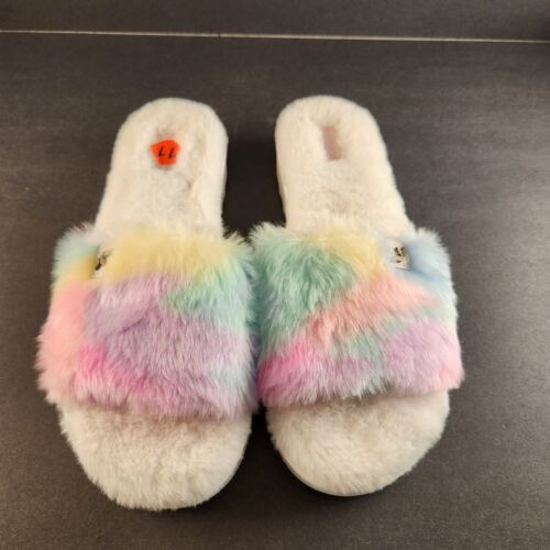 Koolaburra by UGG Womens Sz 11 Fuzz-ah Slide Slipper Pastel White Lug Sole New