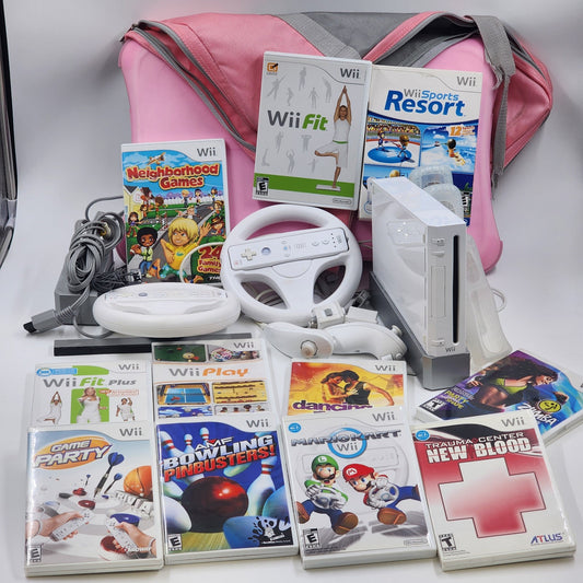 White Nintendo Wii Console System RVL-001 w/ Lot of 11 Gamecube Accessory Tested