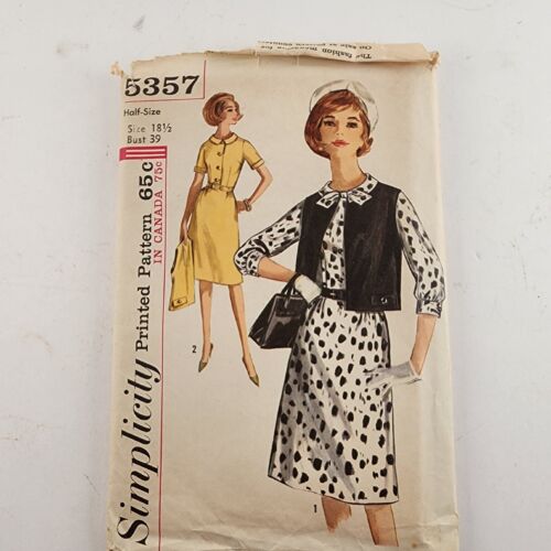 Simplicity 5357 Vintage 1964 Sewing Pattern Dress & Jacket Misses