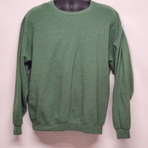 Green Fleece Sweatshirt Crewneck Pullover Men's Large Vintage Fruit of the Loom