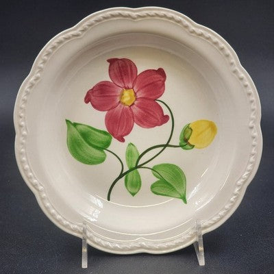 Stetson Pottery Joy 8.25" Serving Bowl Hand Painted Red Yellow Floral 1950s