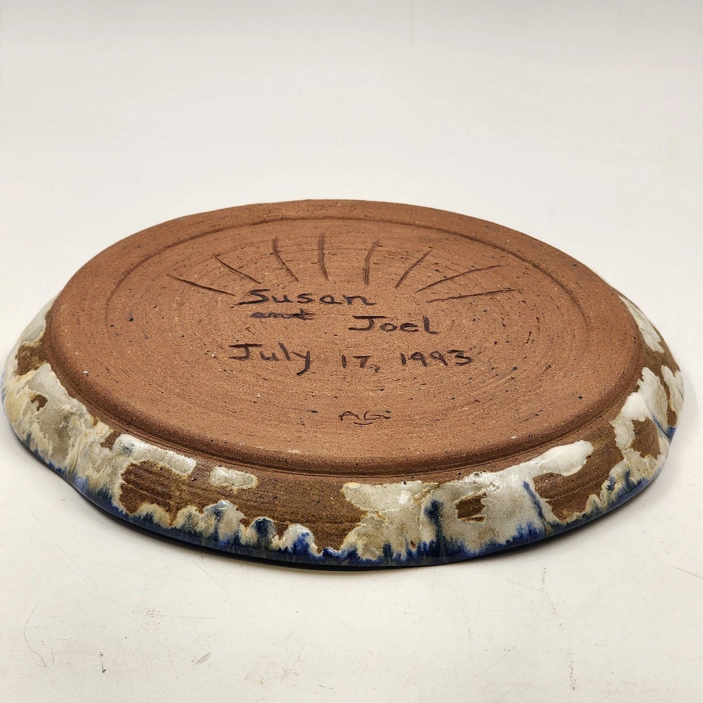 Studio Art Pottery Oyster Artichoke Plate Stoneware Serving OOAK Country