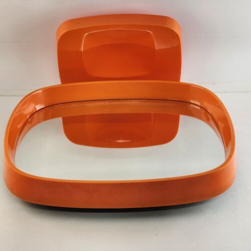 Funky 1960's Plastic Mirror Flower Power Orange Danish Table Top MCM Denmark