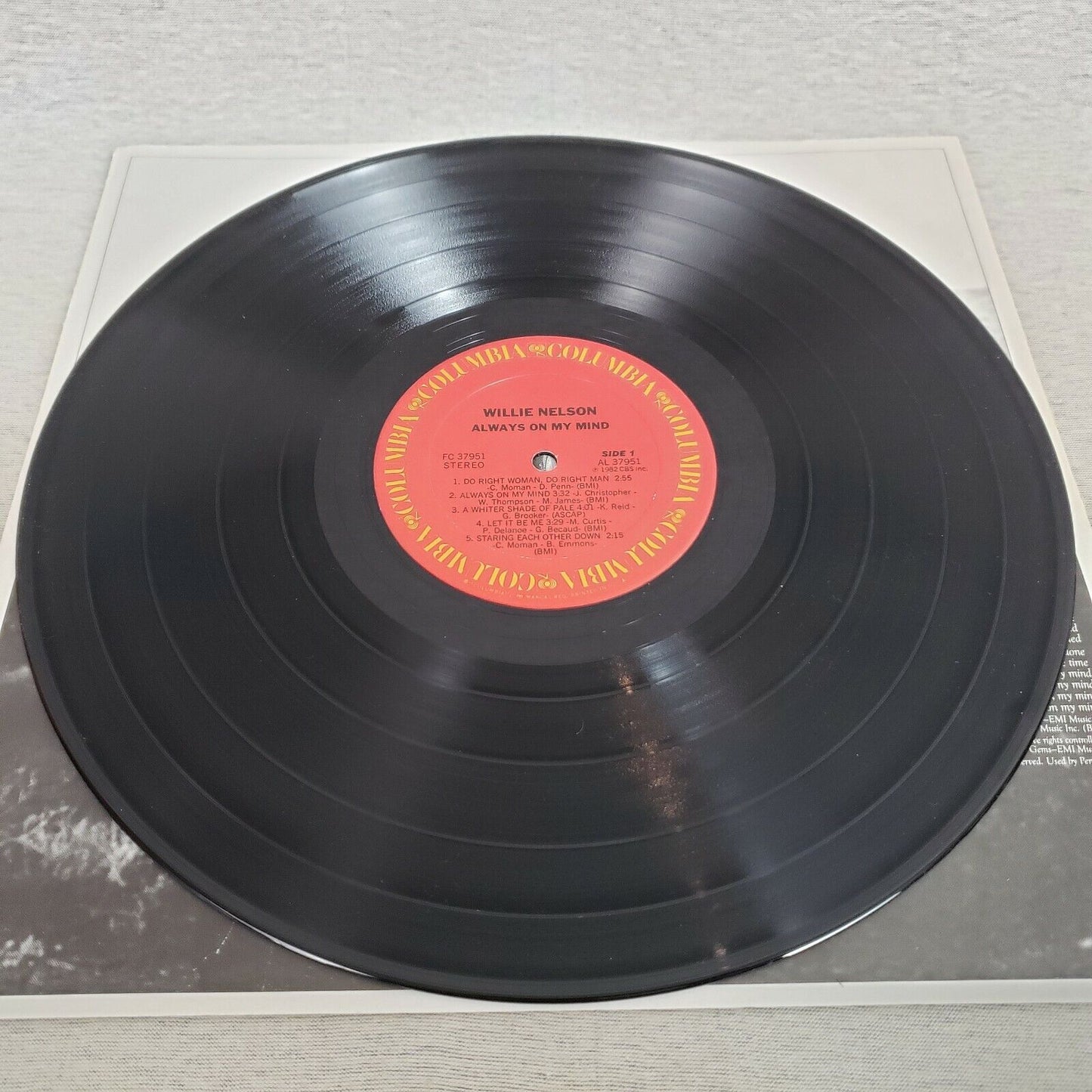 Willie Nelson Vinyl LP Always On My Mind Columbia FC 37951 1982 Grammy Label