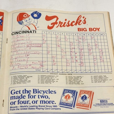 Cincinnati Reds 1982 Scorebook vs Atlanta Mario Soto Star on the Rise Scored Vtg