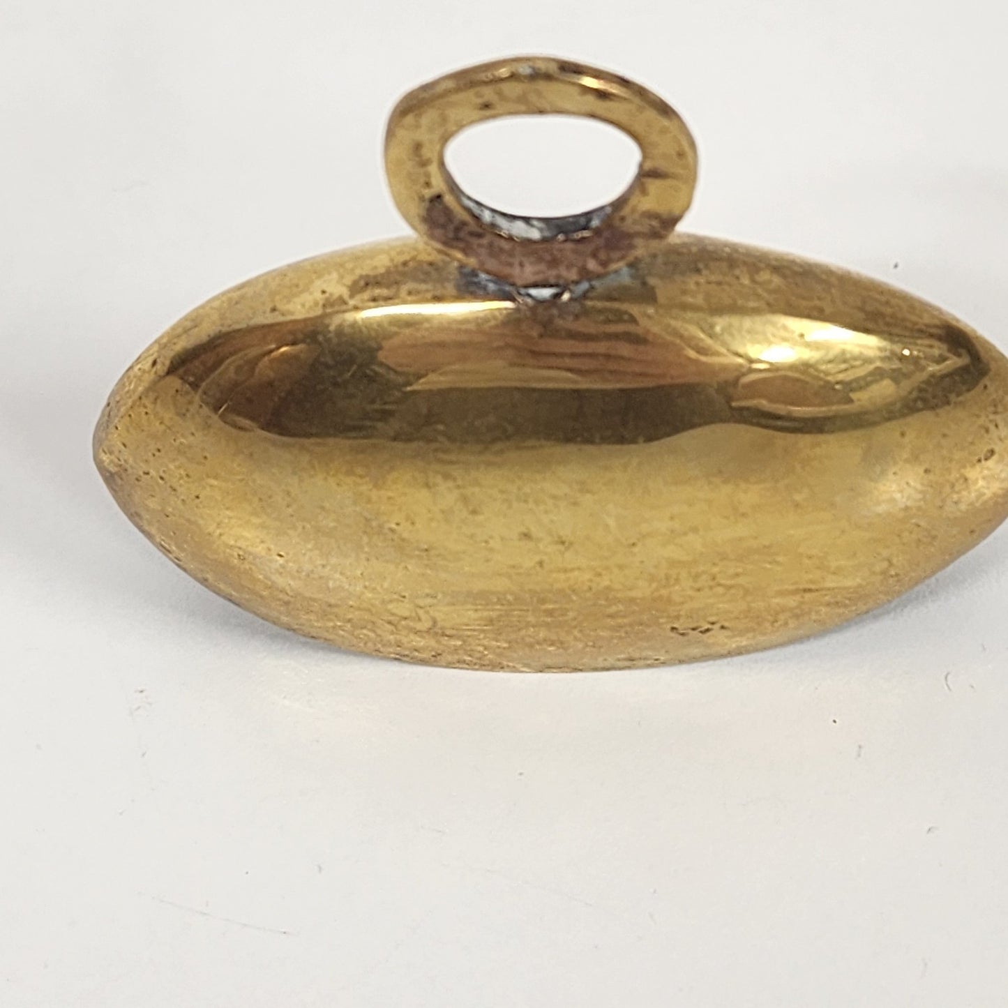 Shiny Brass Gold Tone Asymmetrical Temple Fasting Bell with Ring Handle 3"x2.5"