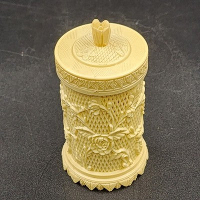Agiftcorp Cocktail Forks with Floral Carved Celluloid Holder Cream Hong Kong 1978