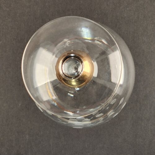 Clear Globe Vase Floral Etched Glass Pedestal Scalloped Gold Trim Vintage 8"