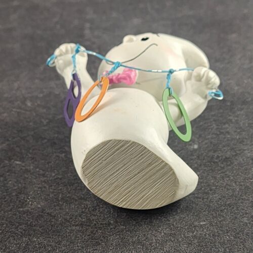 Bobble Head White Halloween Ghost with BOO Banner on Wire Streamer 4" Tall