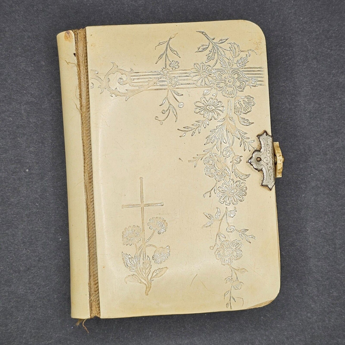 2 Antique 1899 Miniature Prayer Books Holy German Leather Catholic Christian