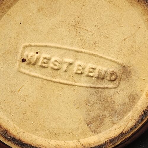 West Bend Glossy Brown Ceramic Bean Pot Pottery 7”x5" No Lid USA