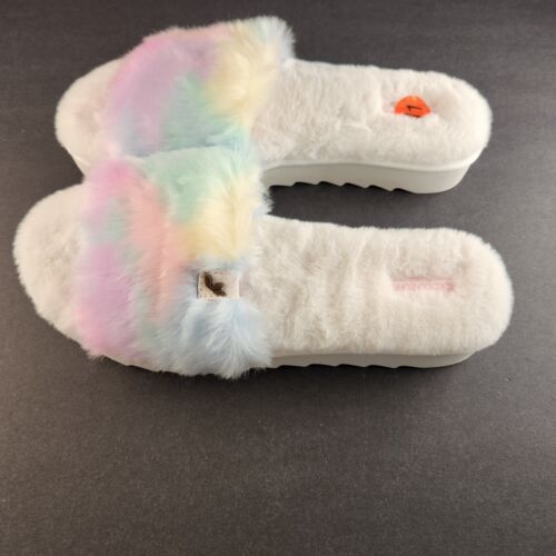 Koolaburra by UGG Womens Sz 11 Fuzz-ah Slide Slipper Pastel White Lug Sole New