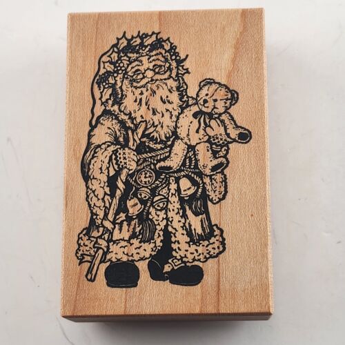 Lot of 3 Holiday Themed Pattern/Design Wooden Mounted Rubber Stamps Vintage