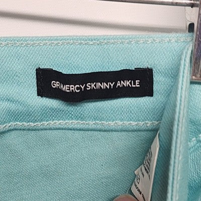 Nine West Gramercy Skinny Ankle Womens Jeans Size 14 Teal Denim Cotton Stretch