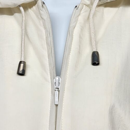 Eddie Bauer Women White Hooded Windbreaker Zipper Jacket Size XL Vintage