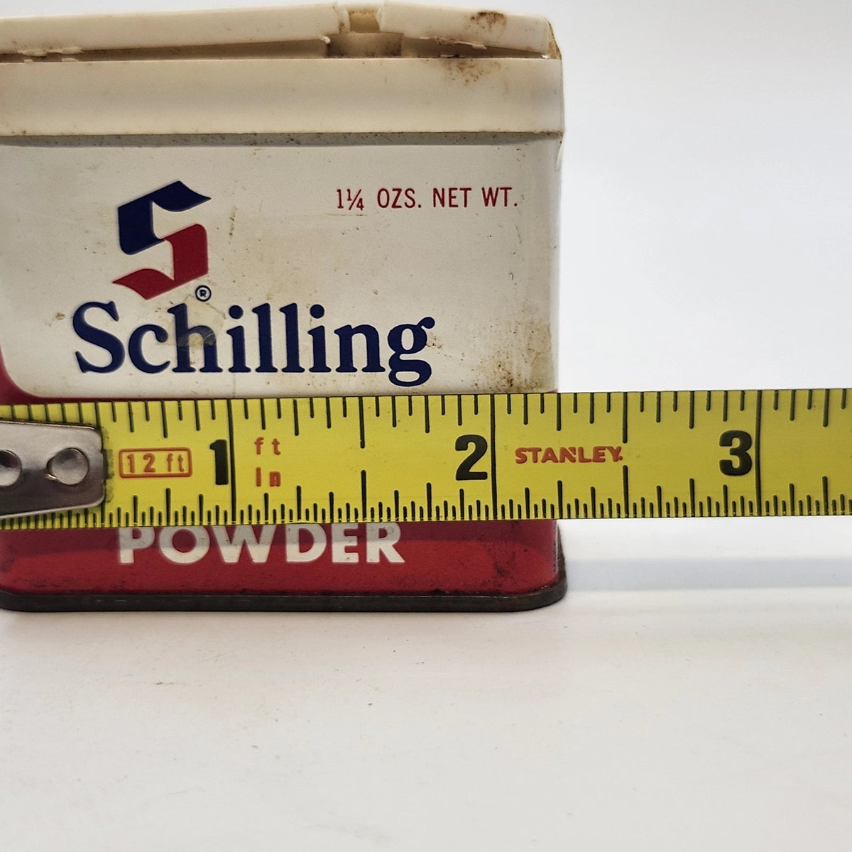 Schilling Ground Cloves Curry Powder 1.25 Oz Spice Tins Red White 2pc Vintage