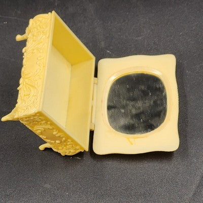 Footed Trinket Jewelry Box 2.5" Victorian Couple Molded Celluloid Vintage 1940's