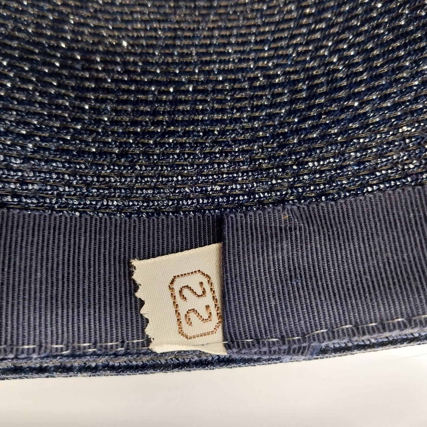 Navy Blue Hemp Braid Tall Crown Straw Fedora Summer Hat w Grosgrain Ribbon Bow