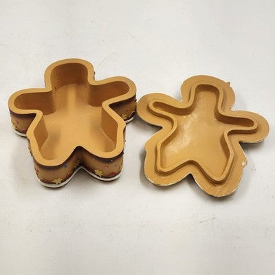 Gingerbread Person Trinket Christmas Ornament Jewelry Box 6.5" x 6" Resin 1995