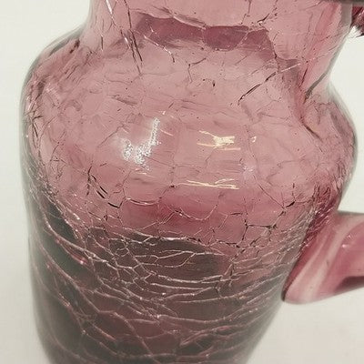 Amethyst Purple Crackle Glass Small Pitcher 5" with Handle Hand Blown
