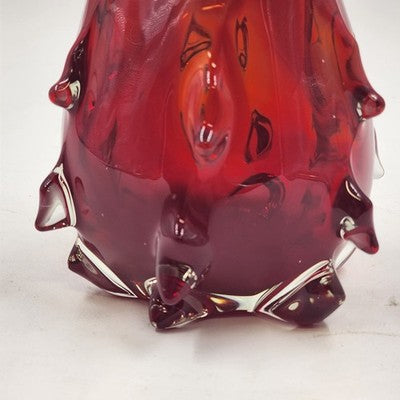 Pier 1 Glass Christmas Tree Figurine 8" Cranberry Red Tapered Cased Style